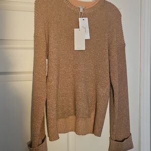 Joie Cicilia Metallic Cuffed Sleeve Sweater in Grapefruit Rose